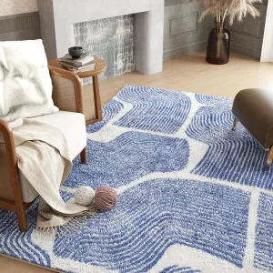 Zen Garden Area Rug - Ultra Soft Area Rug 5x7, Non Slip, Stain Resistant Living Room Rug, Washable Area Rugs for Living Room, Rugs for Bedroom (Blue, 5x7)